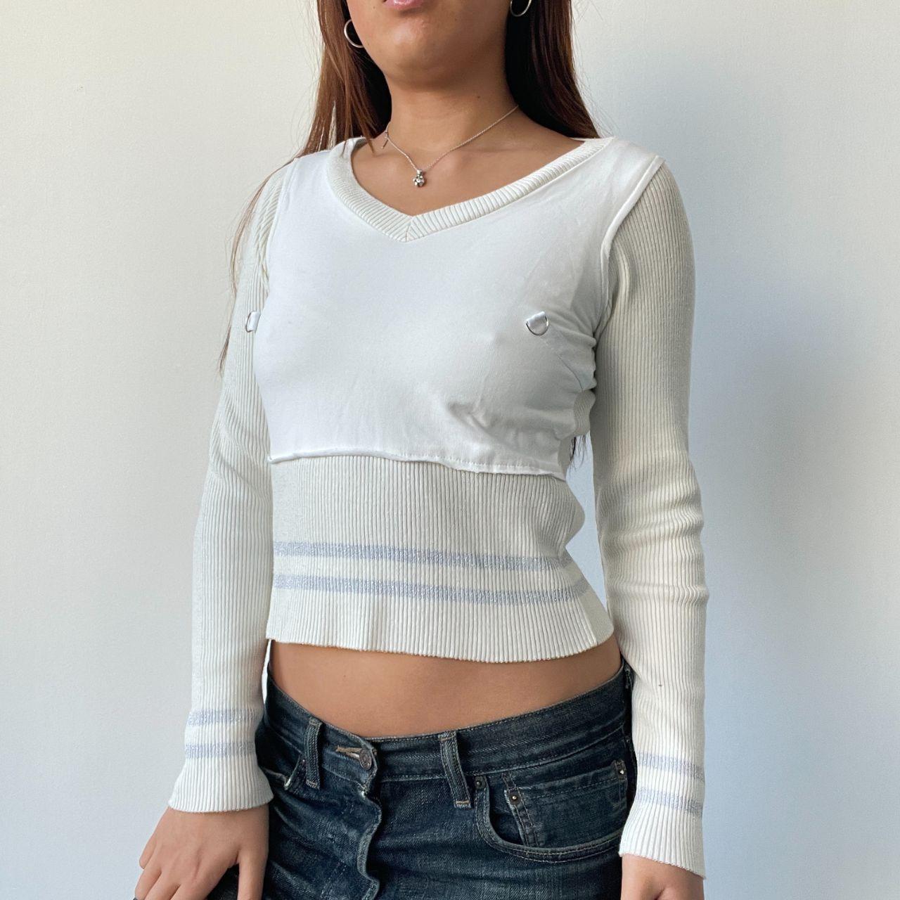White Detailed Ribbed Top