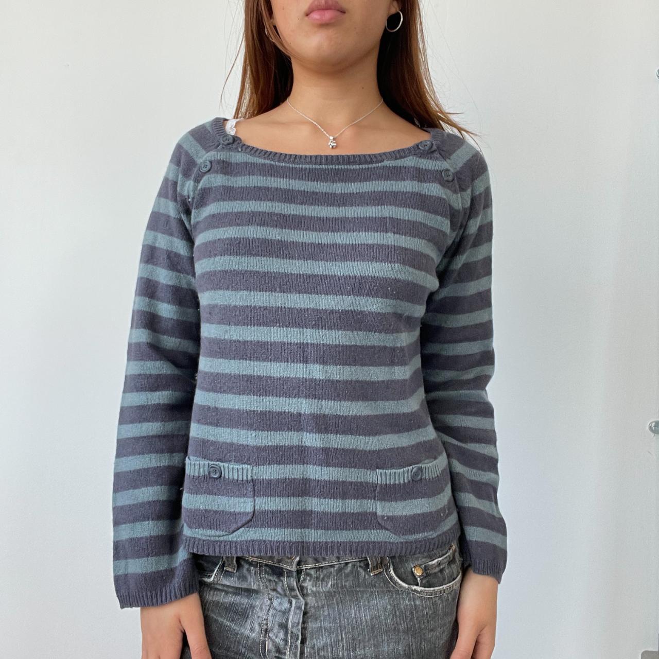 Blue/Teal Stripy Knitted Jumper