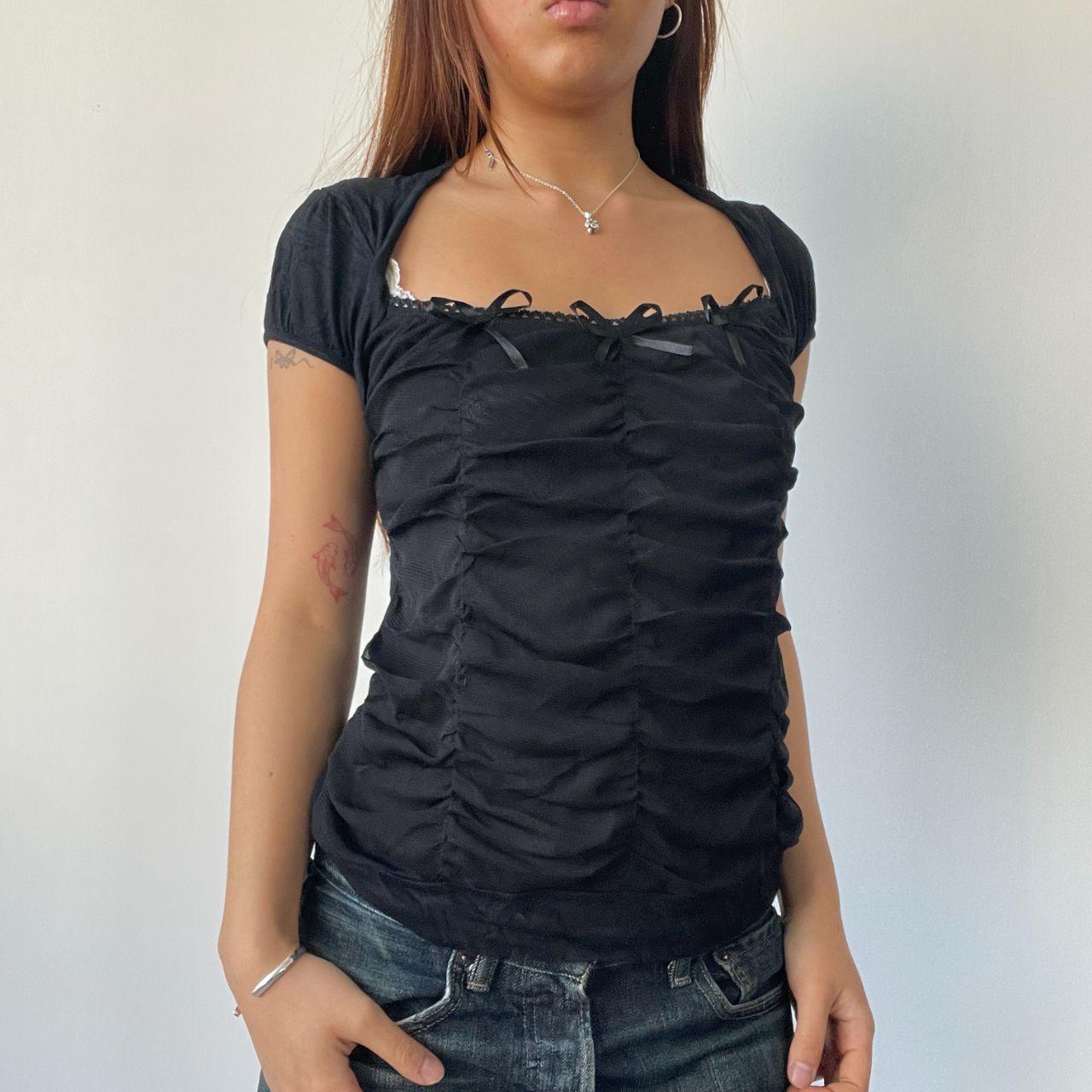 Black Ruched Milkmaid Top
