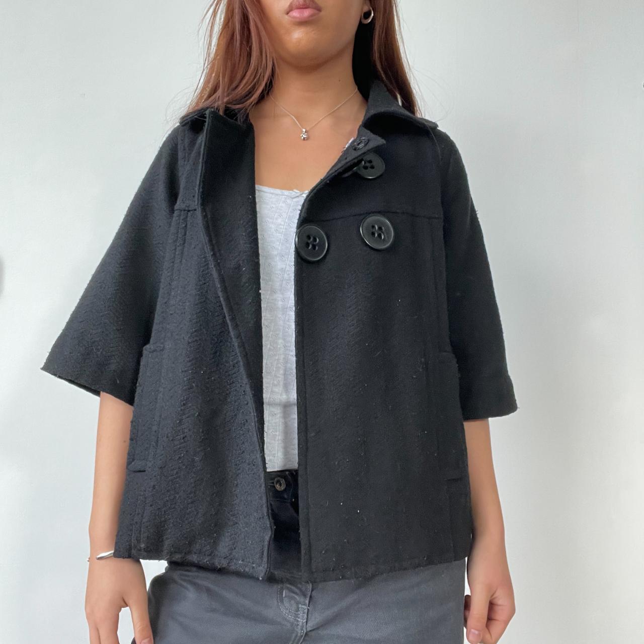 Black Boxy Collared Peacoat