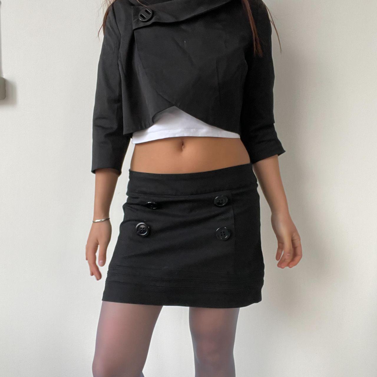 Black Double Button Mini Skirt