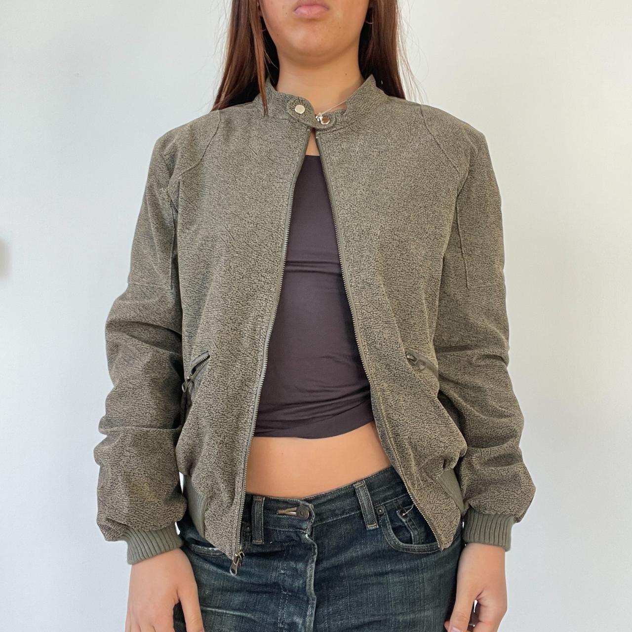 Brown Textured Bomber Jacket