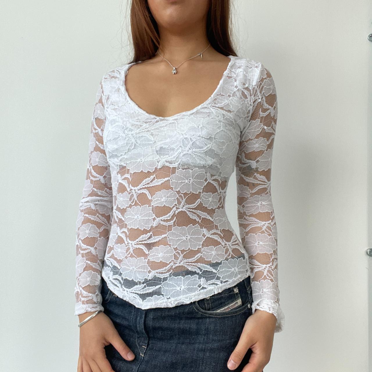 White Lace Scoop Neck Top