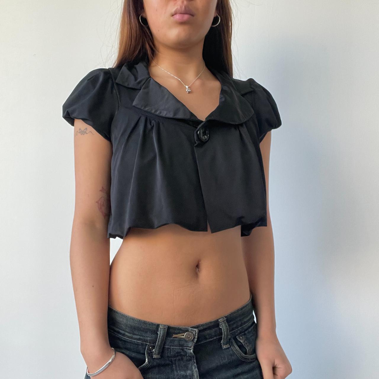 Black Cropped Bubble Top