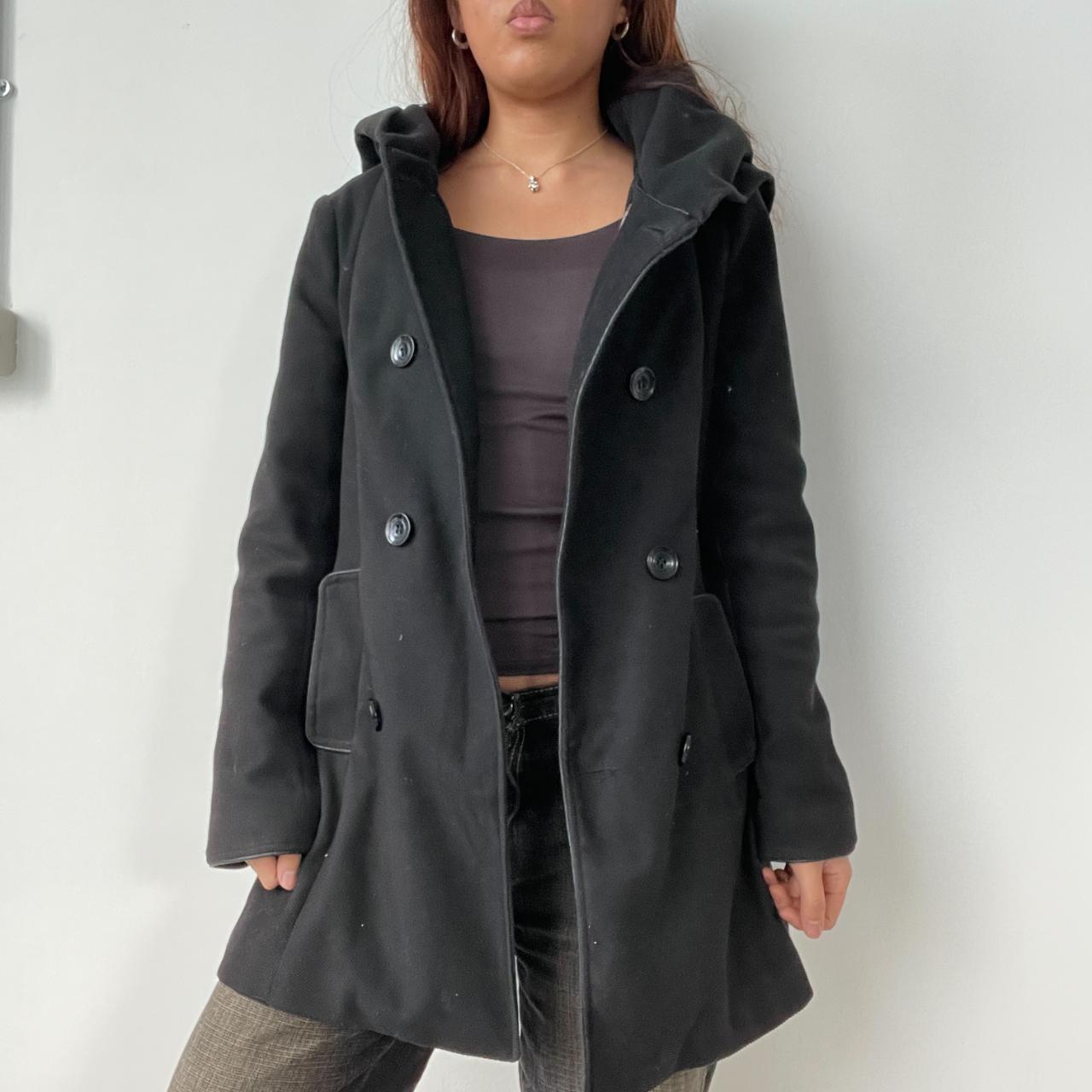 Black Wool Peacoat Trench