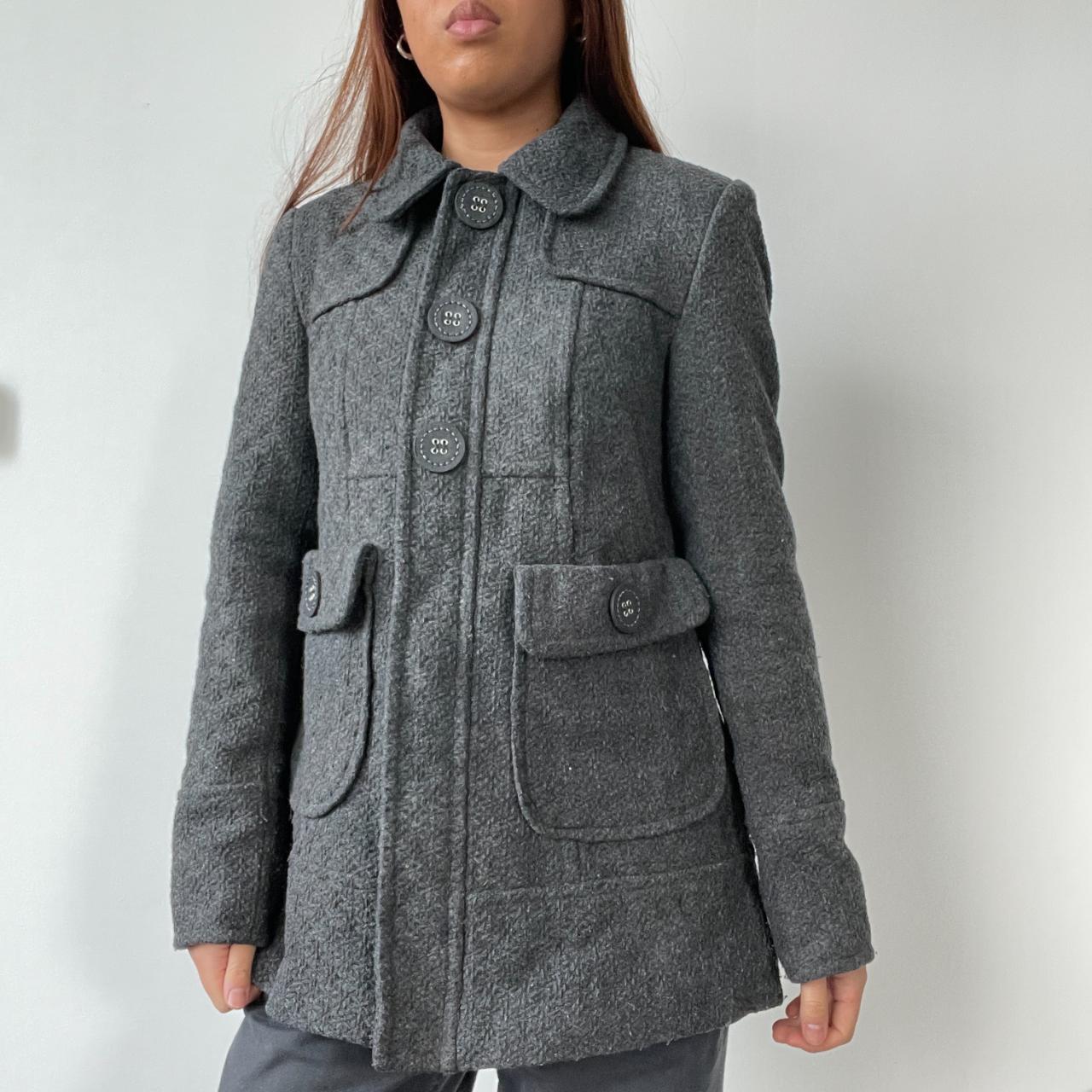 Grey Structured Peacoat Trench