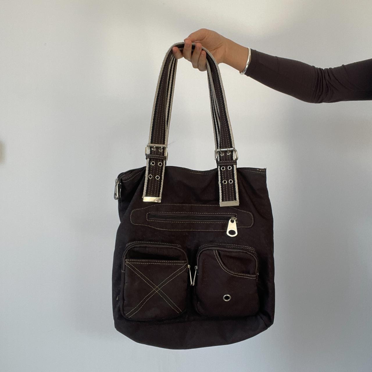 Brown Contrast Stitch Shoulder Bag