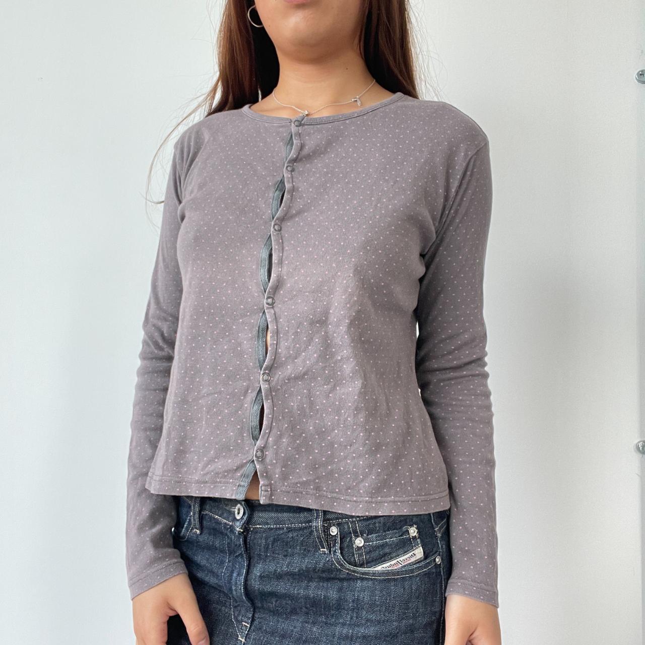Purple Polka Dot Cardigan Top