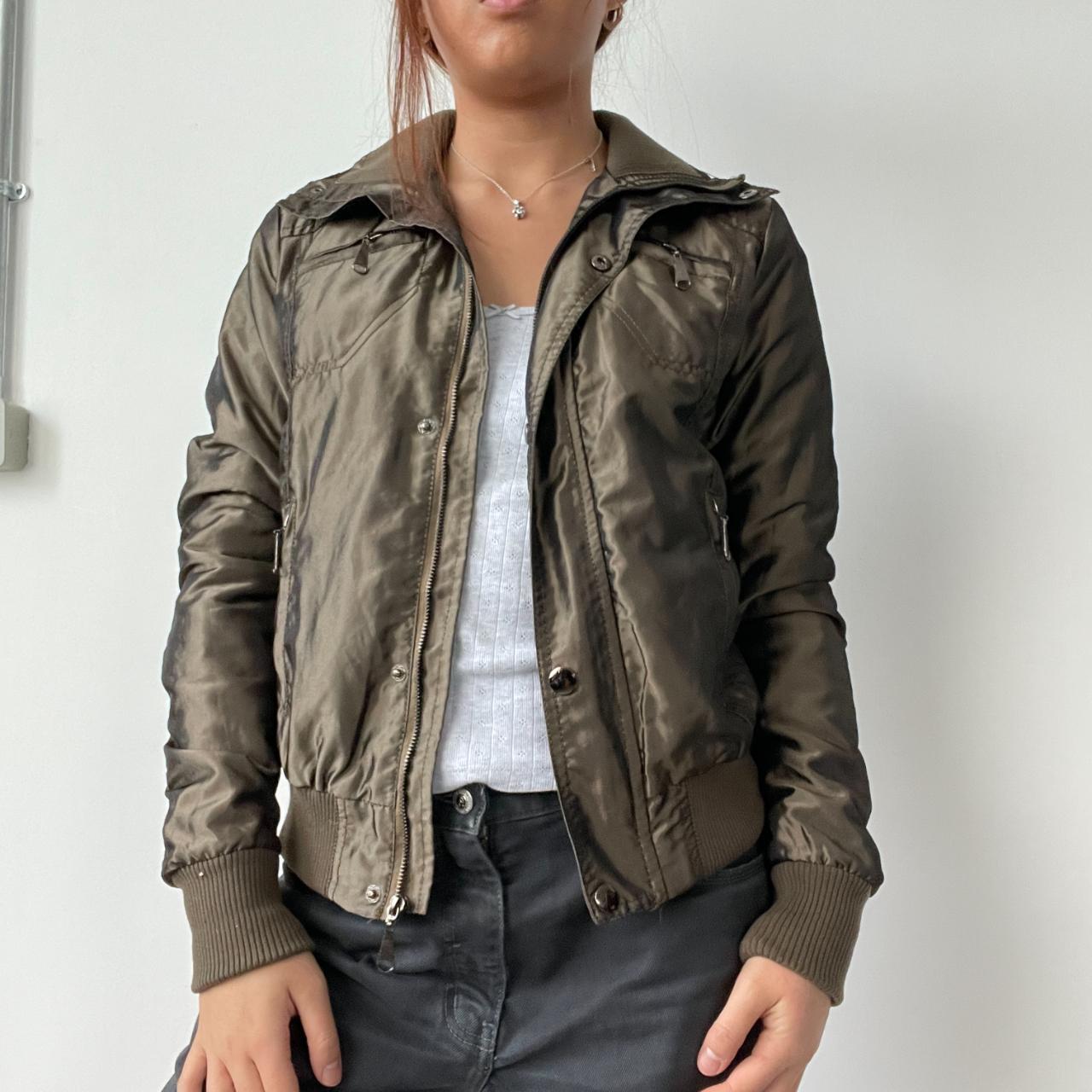 Khaki Brown Shiny Utility Jacket