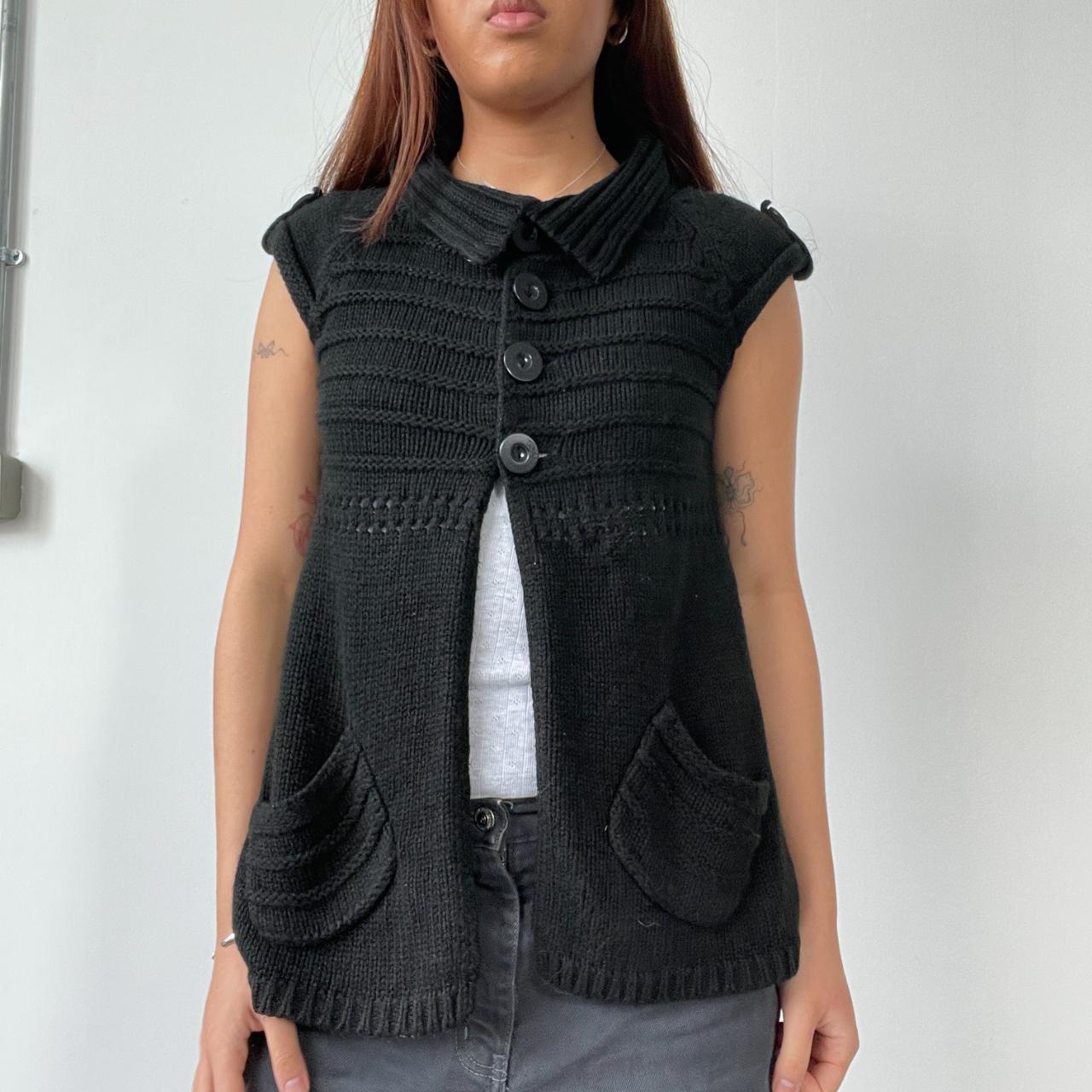 Black Collared Knit Cardigan