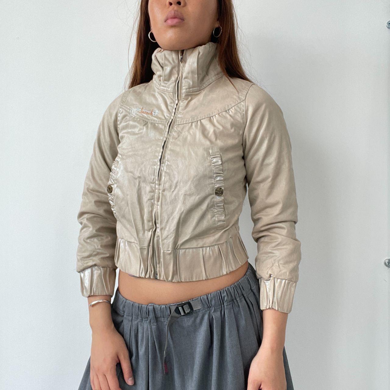 Beige Cropped Cargo Jacket