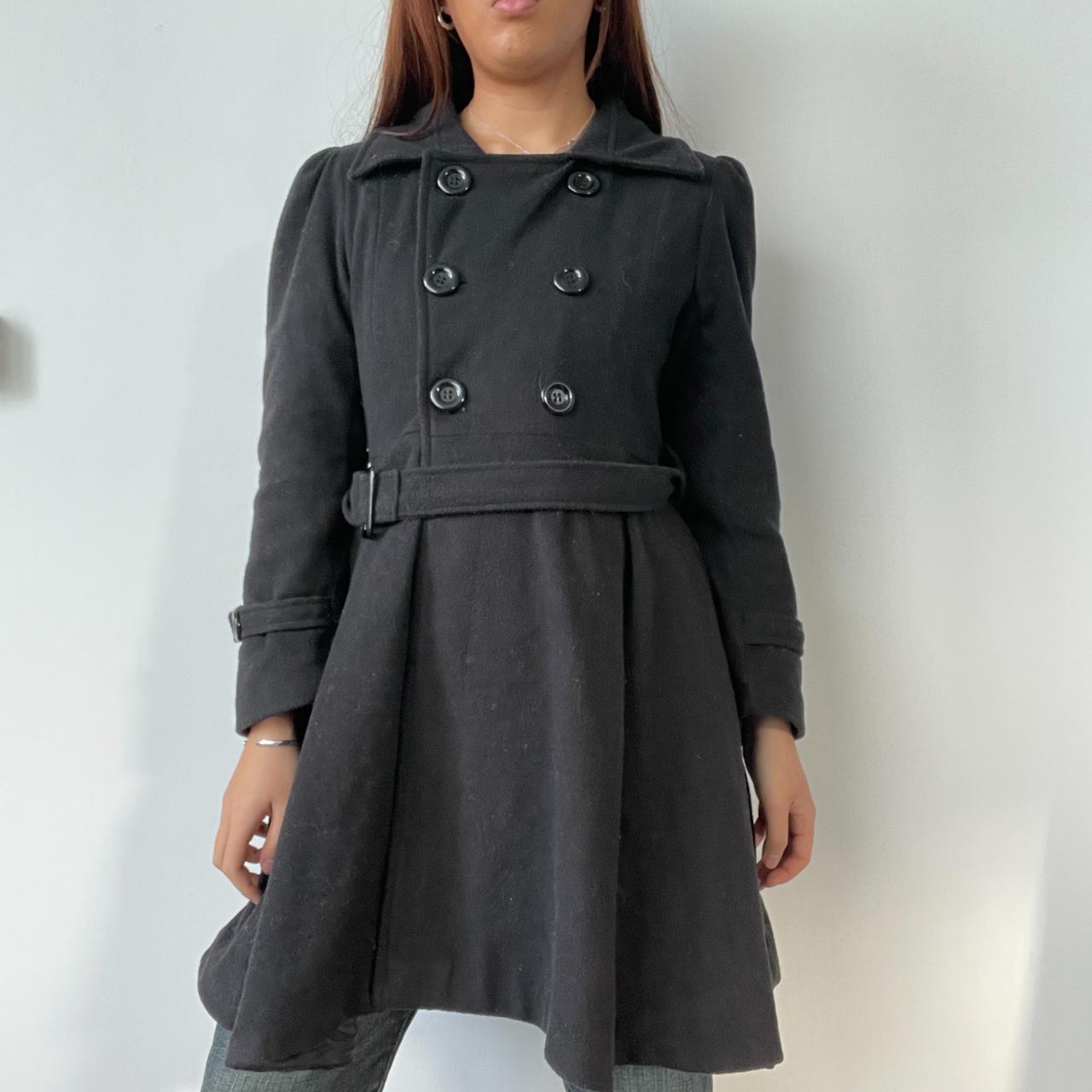 Black Pleated Peacoat Trench