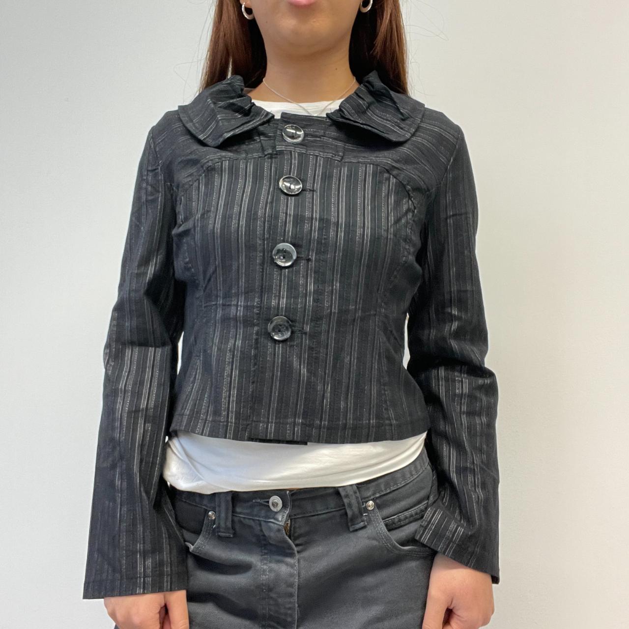 Black/Grey Pinstripe Shirt Jacket