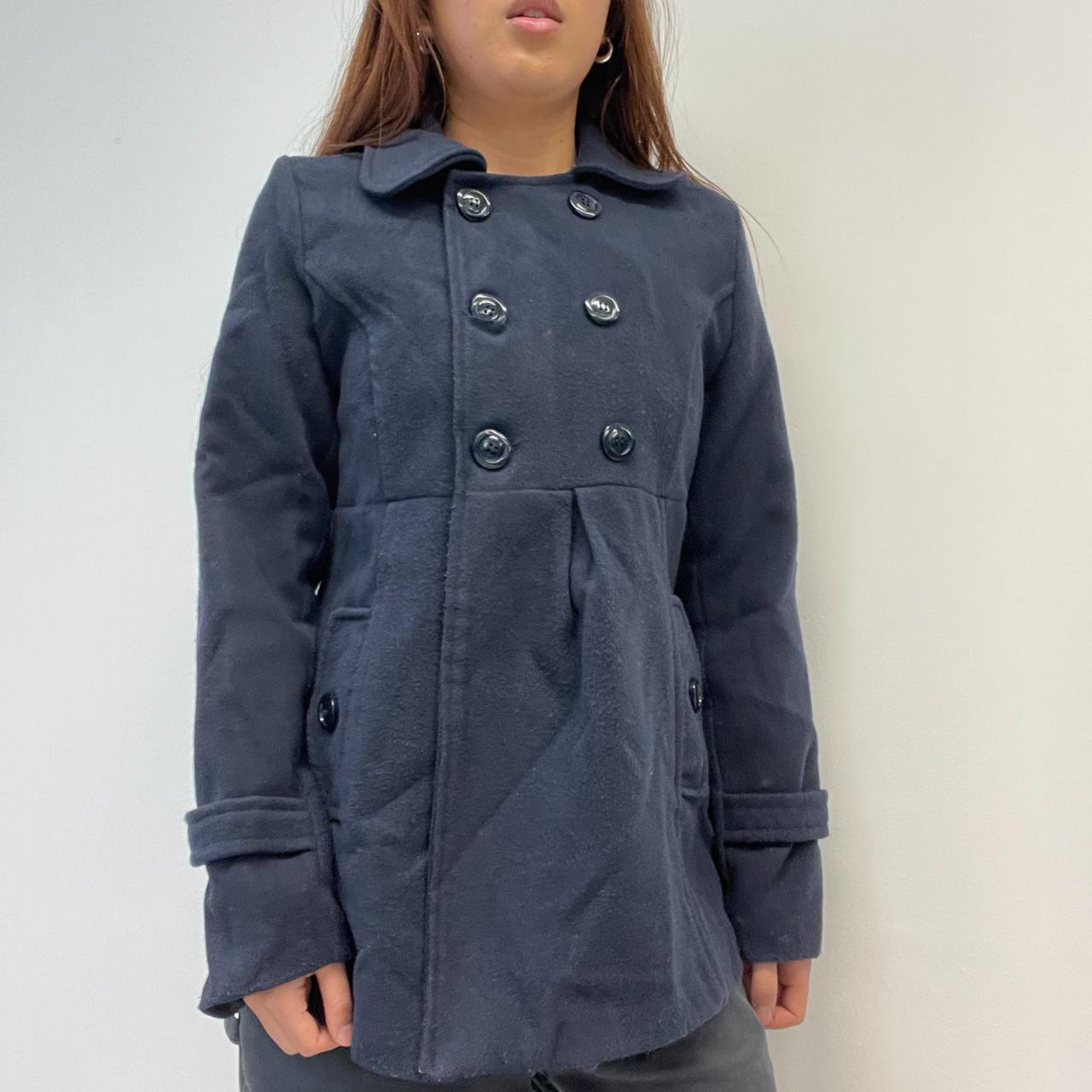 Navy Wool Asymmetric Peacoat Trench