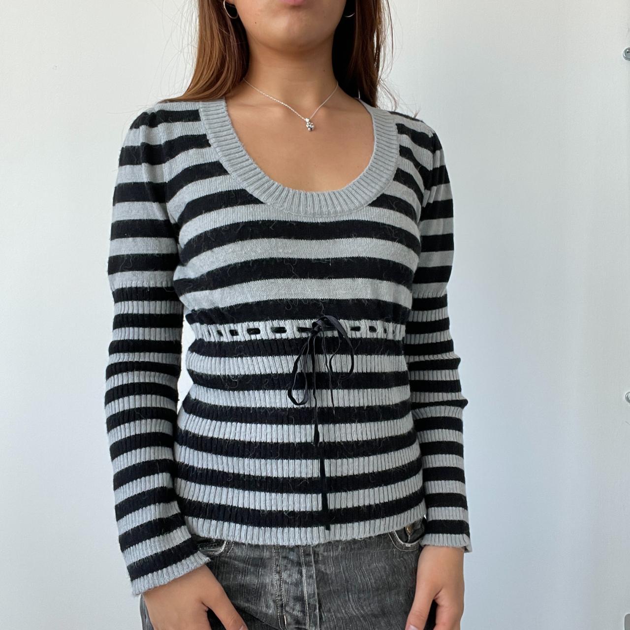 Black/Grey Stripy Knitted Jumper