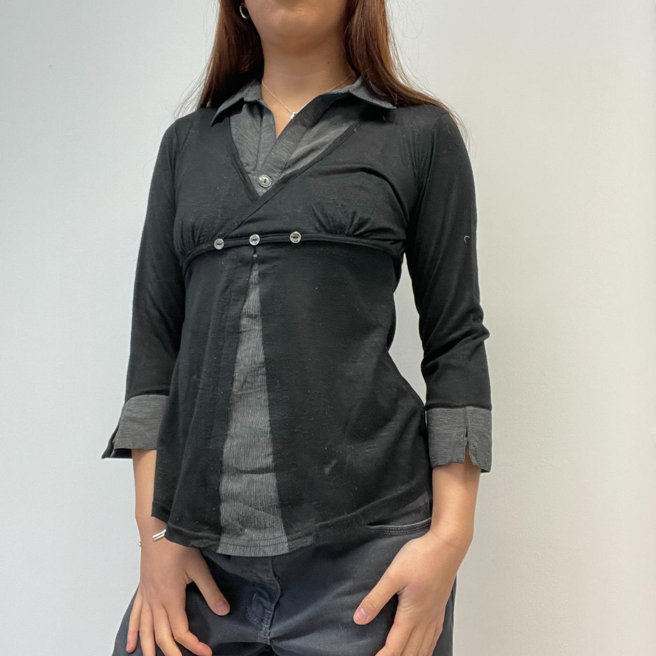 Black/Grey Asymmetric Layered Shirt