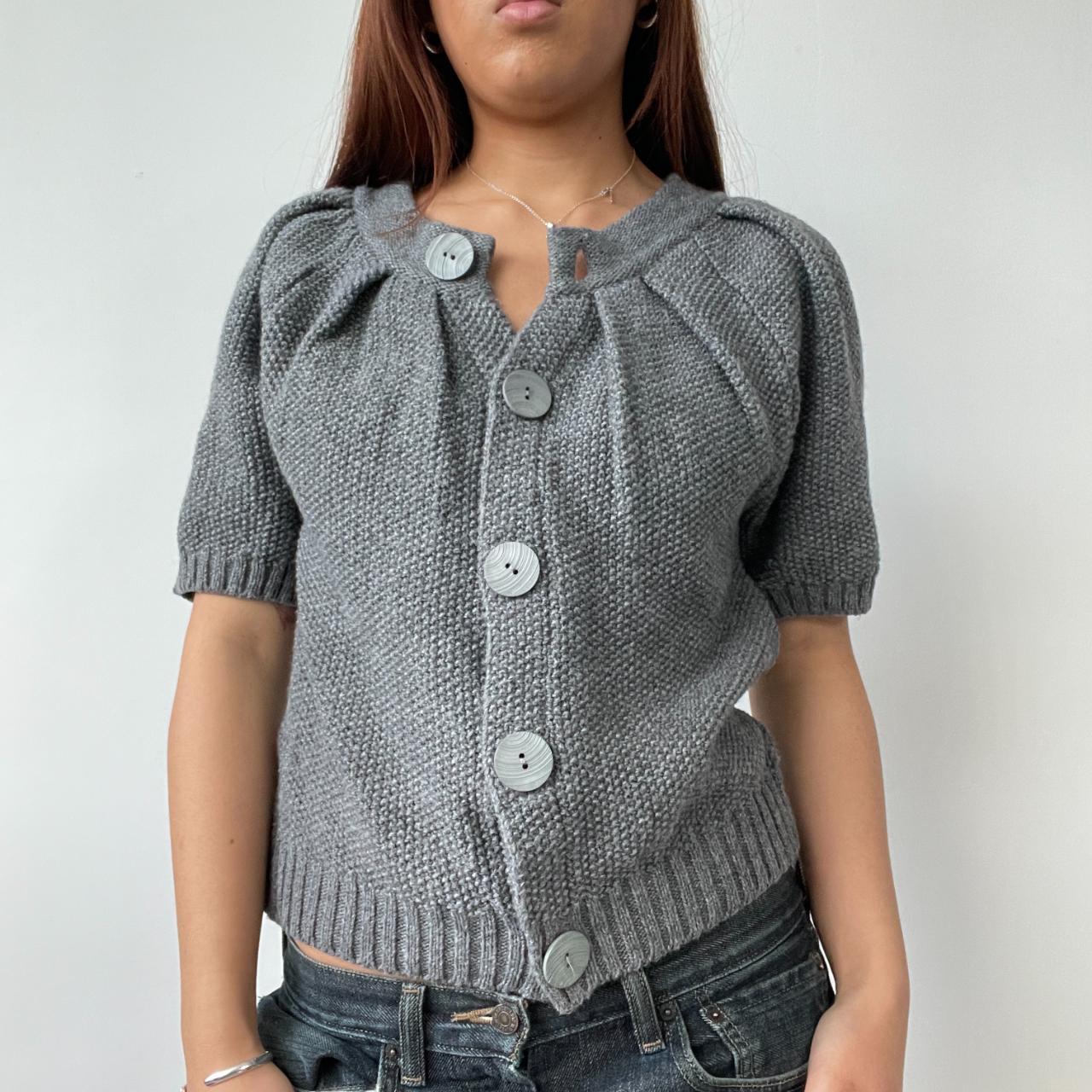 Grey Knitted Cardigan Top