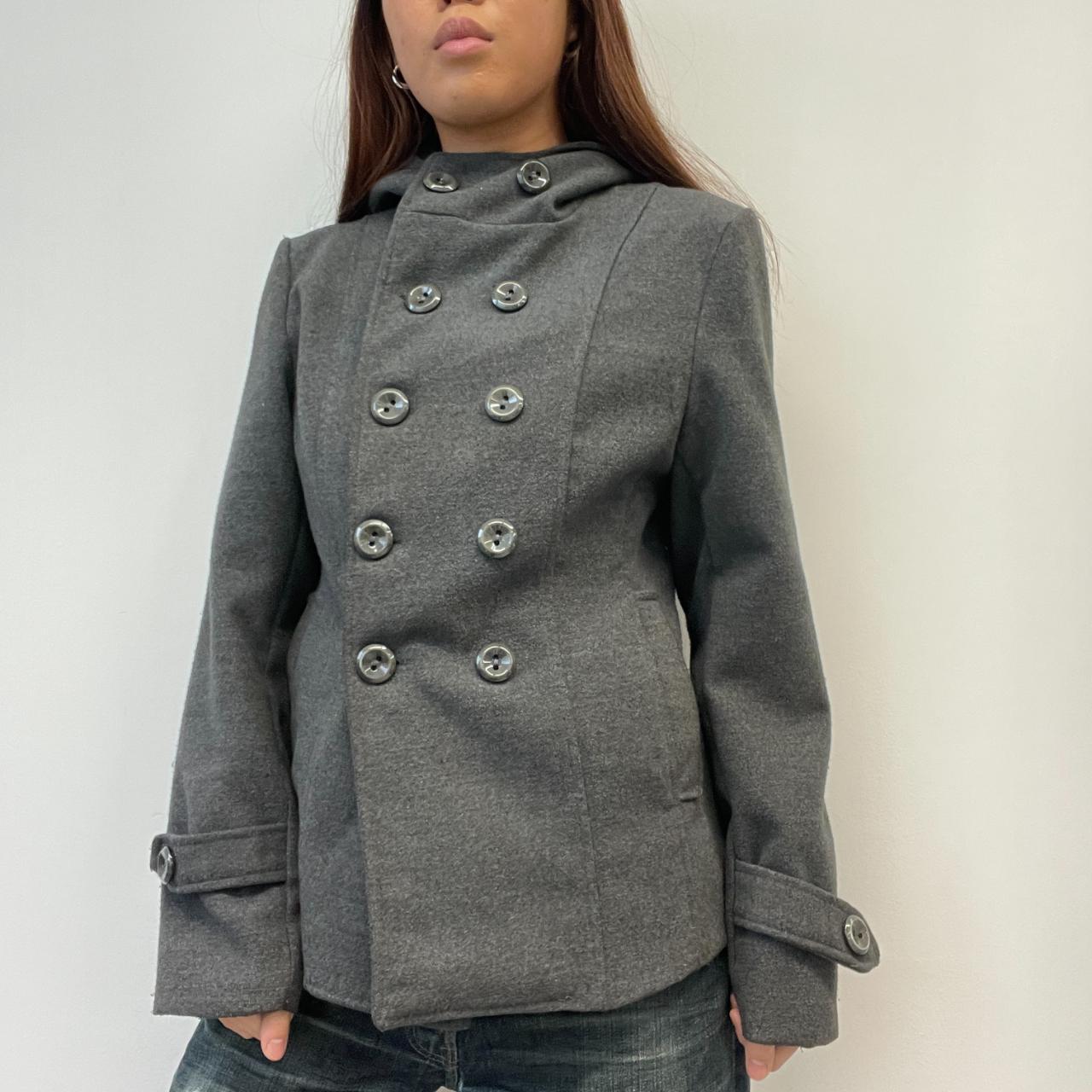 Grey Asymmetric Wool Coat