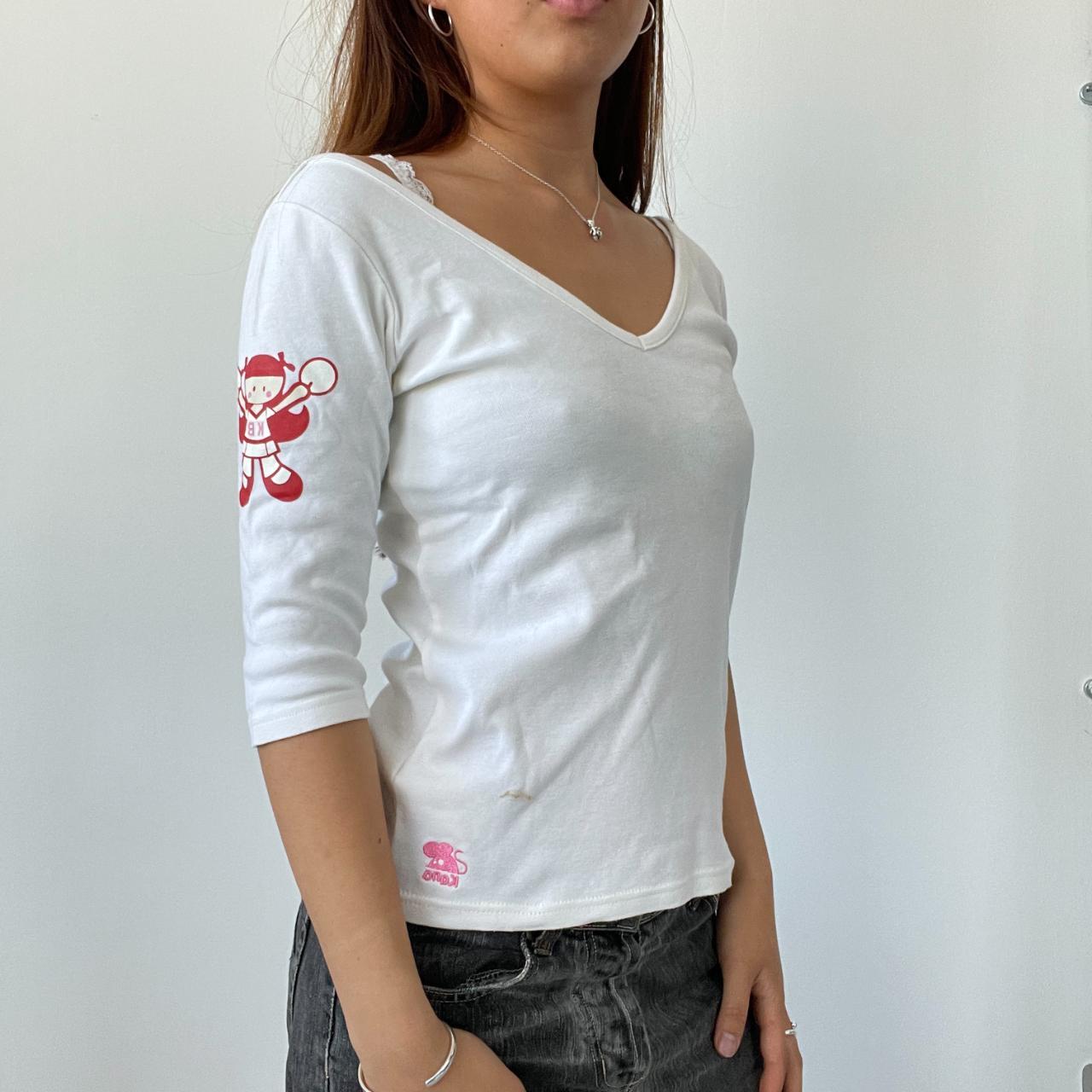 White V-Neck Graphic Tee