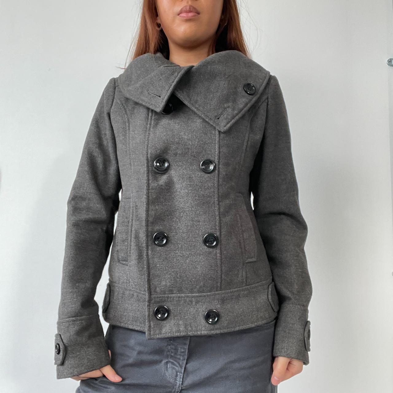 Grey Asymmetric Wool Jacket