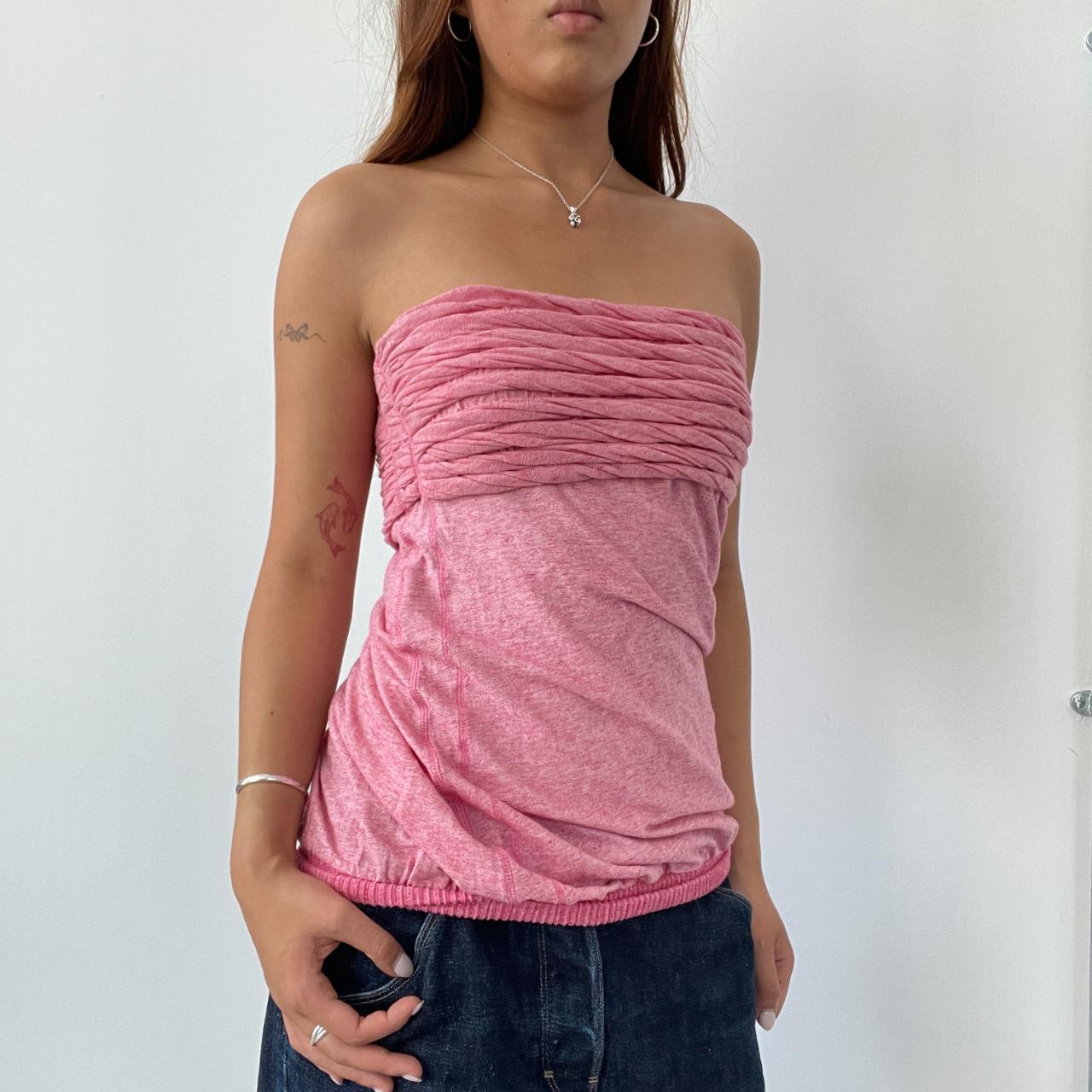 Pink Textured Bandeau Top