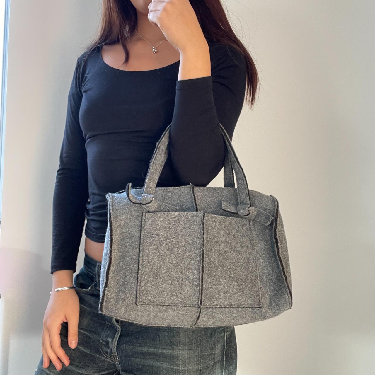 Charcoal Grey Structured Handbag