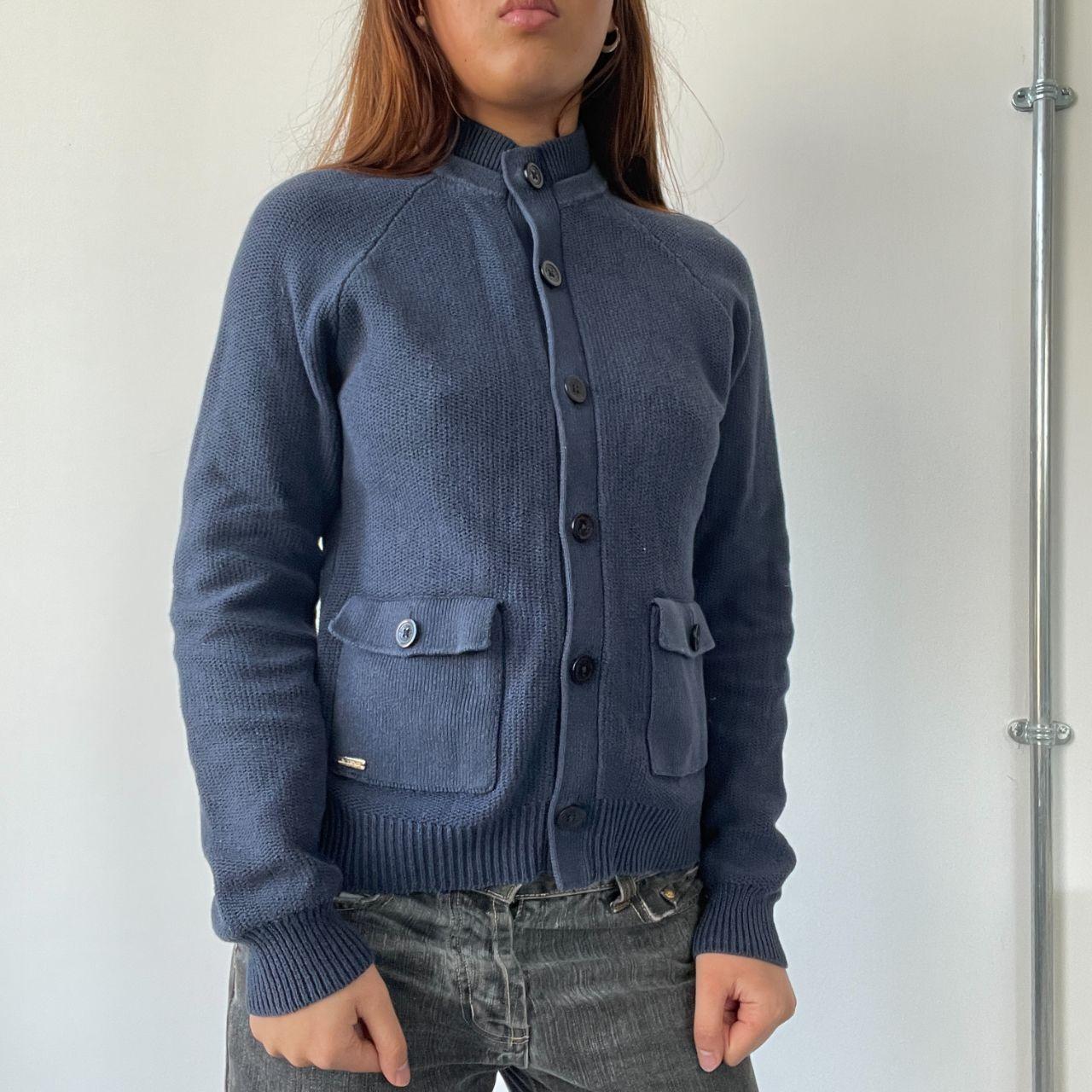 Navy Blue Button Up Knit Jumper