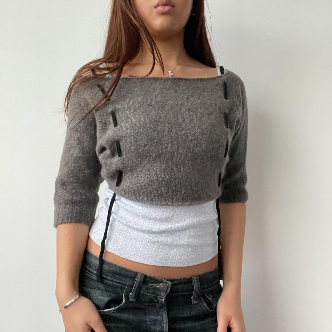 Grey/Brown Cropped Knitted Top