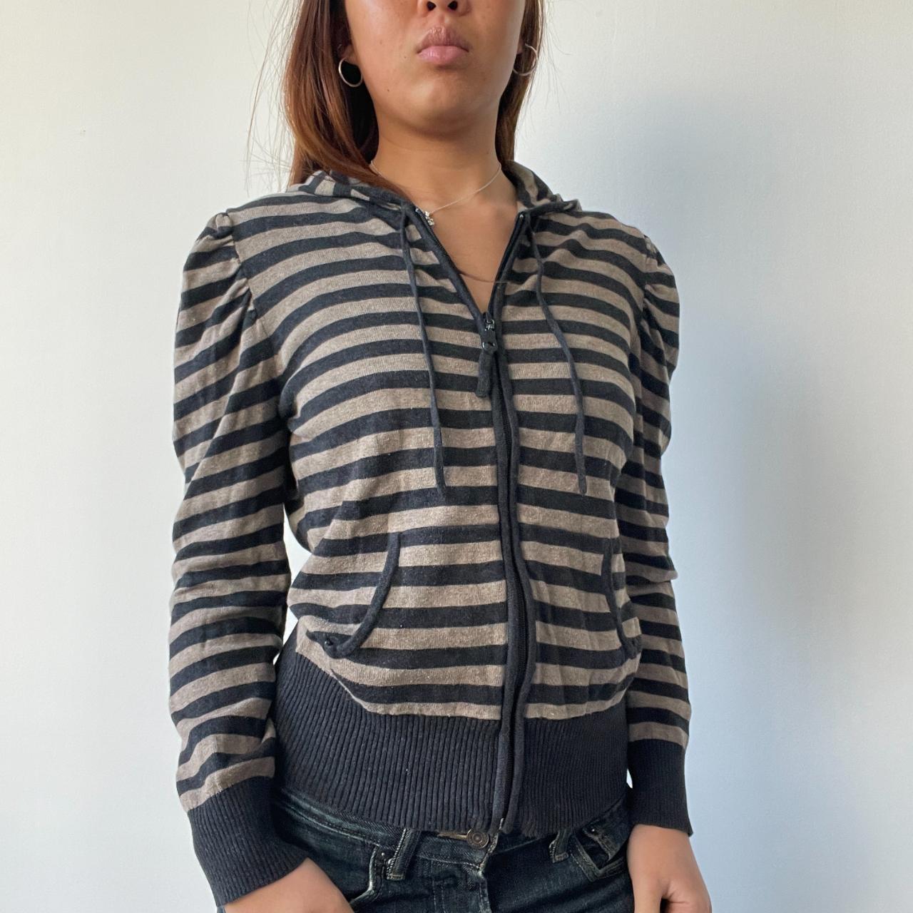 Black/Brown Stripy Knit Hoodie