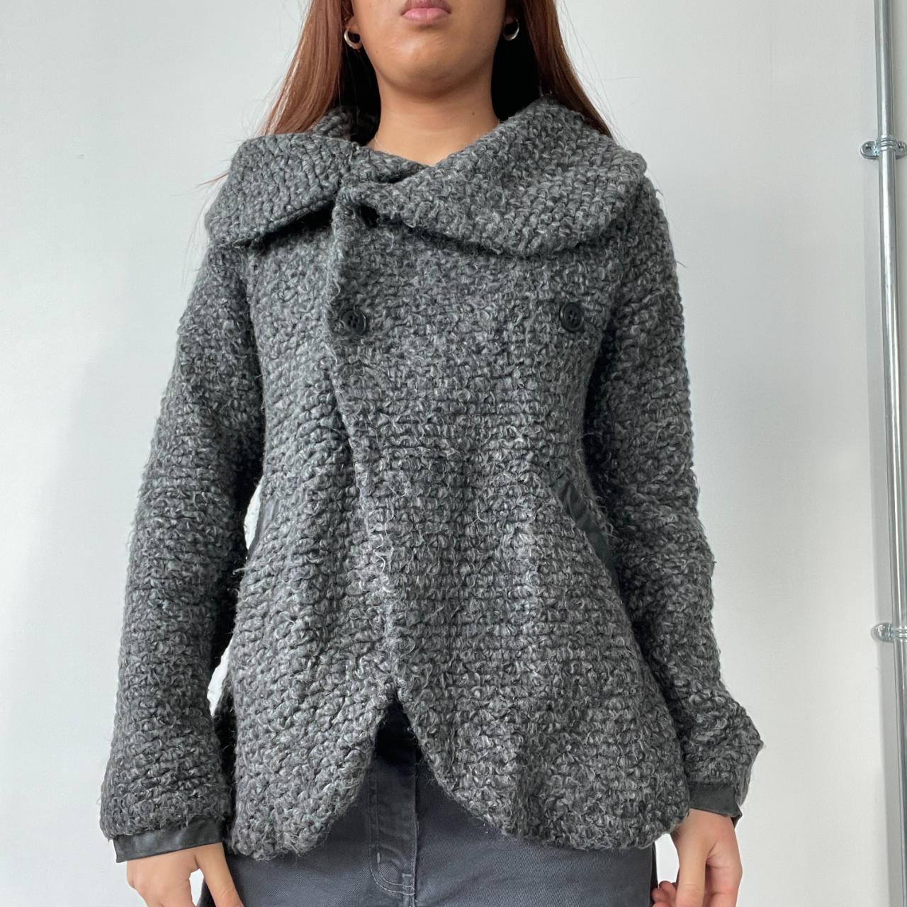 Grey Textured Asymmetric Coat