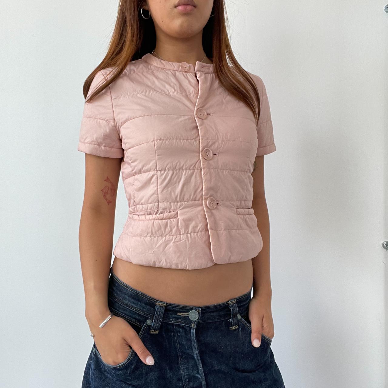 Pink Puffy Button Up Top