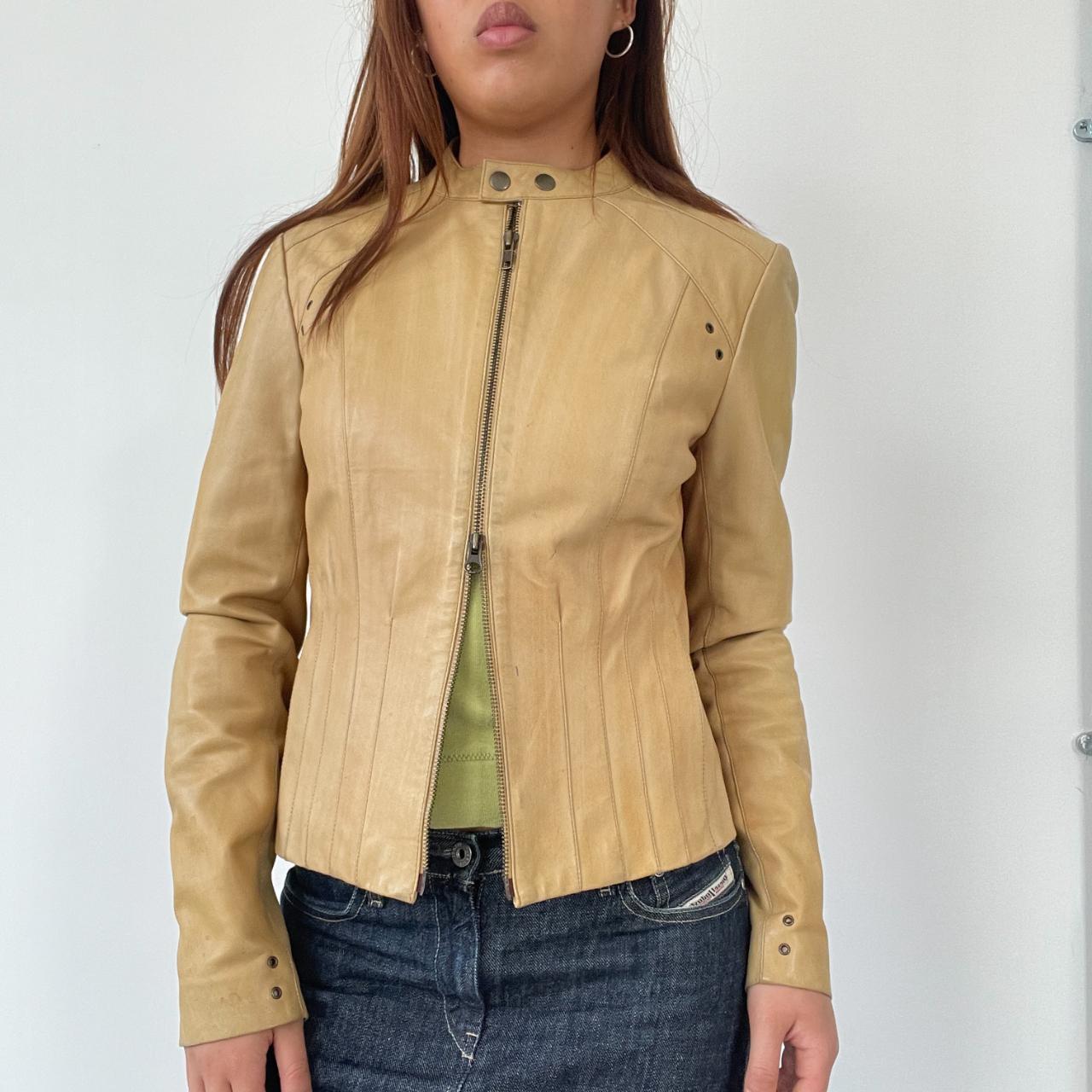 Tan Leather Biker Jacket