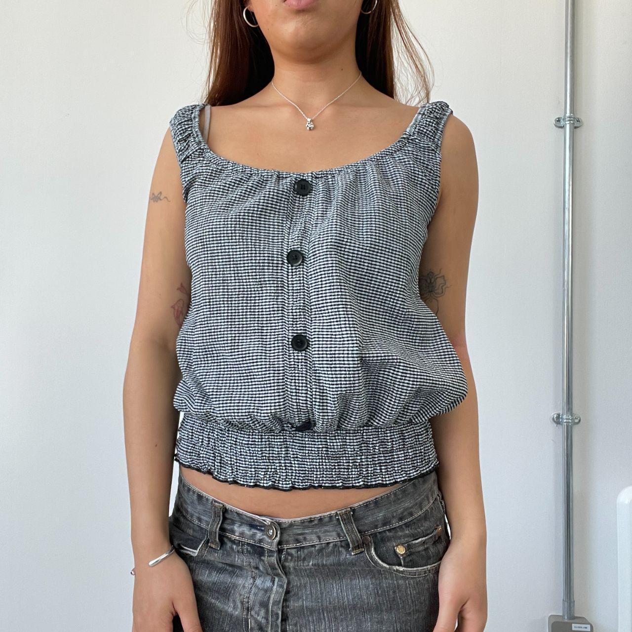 Black/White Gingham Top