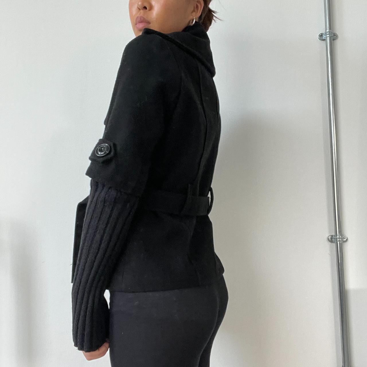 Black Asymmetric Layered Peacoat