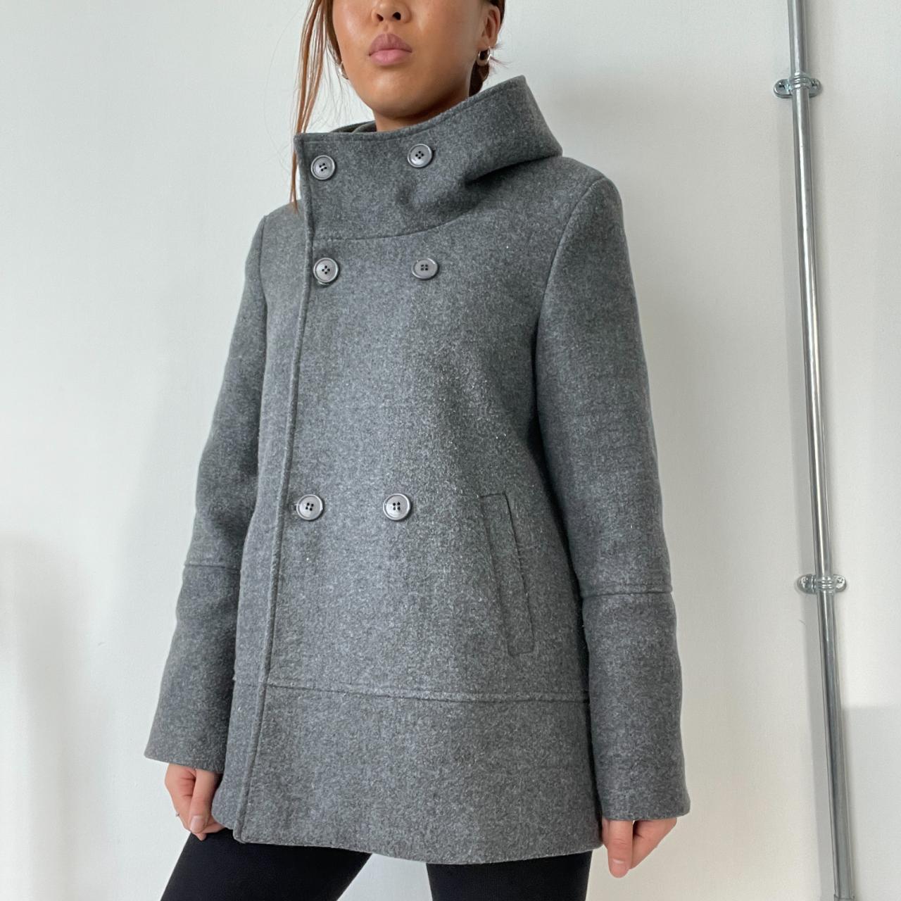 Grey Asymmetric Wool Peacoat