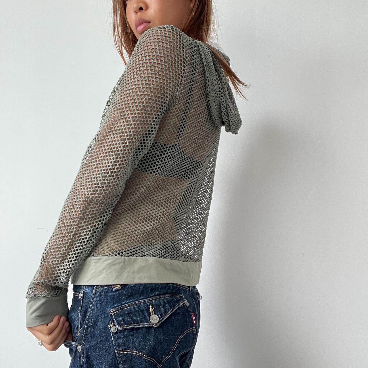 Vintage Khaki Mesh Zip up Hoodie