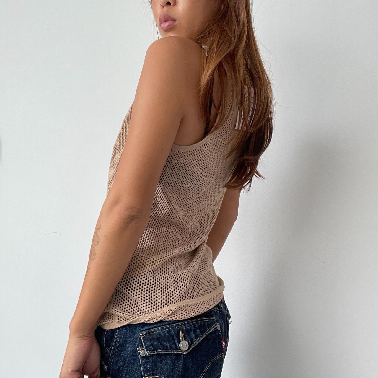 Vintage Beige Fishnet Top