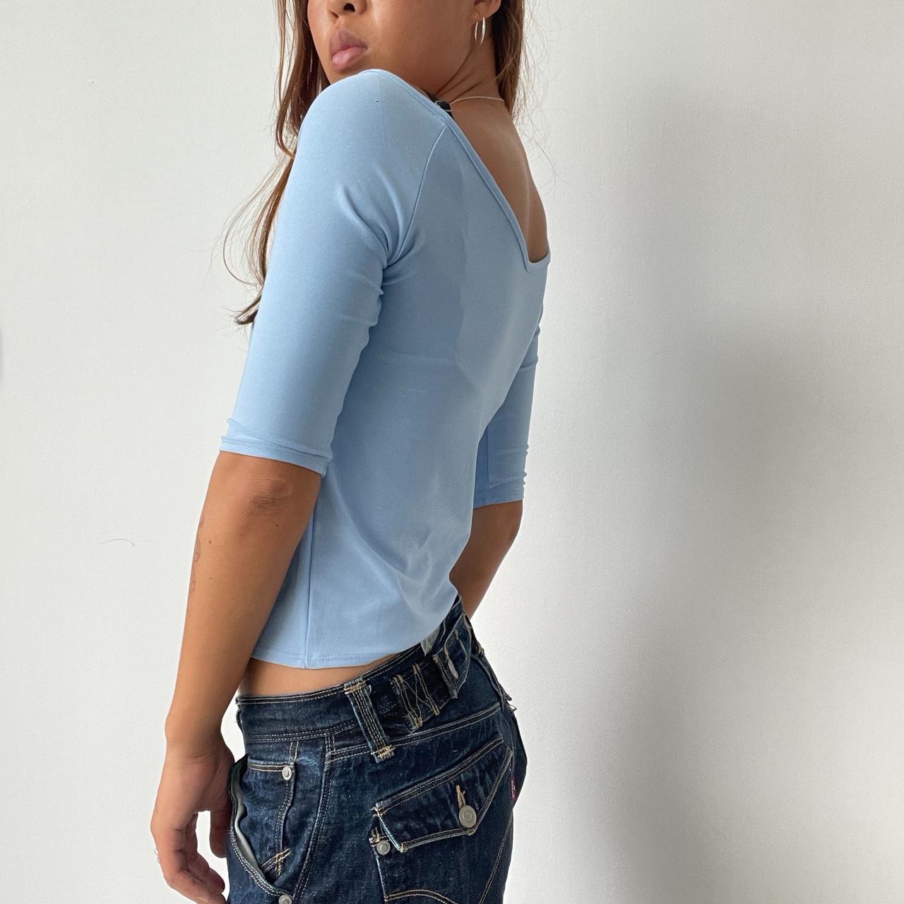 Vintage Baby Blue V Neck Top