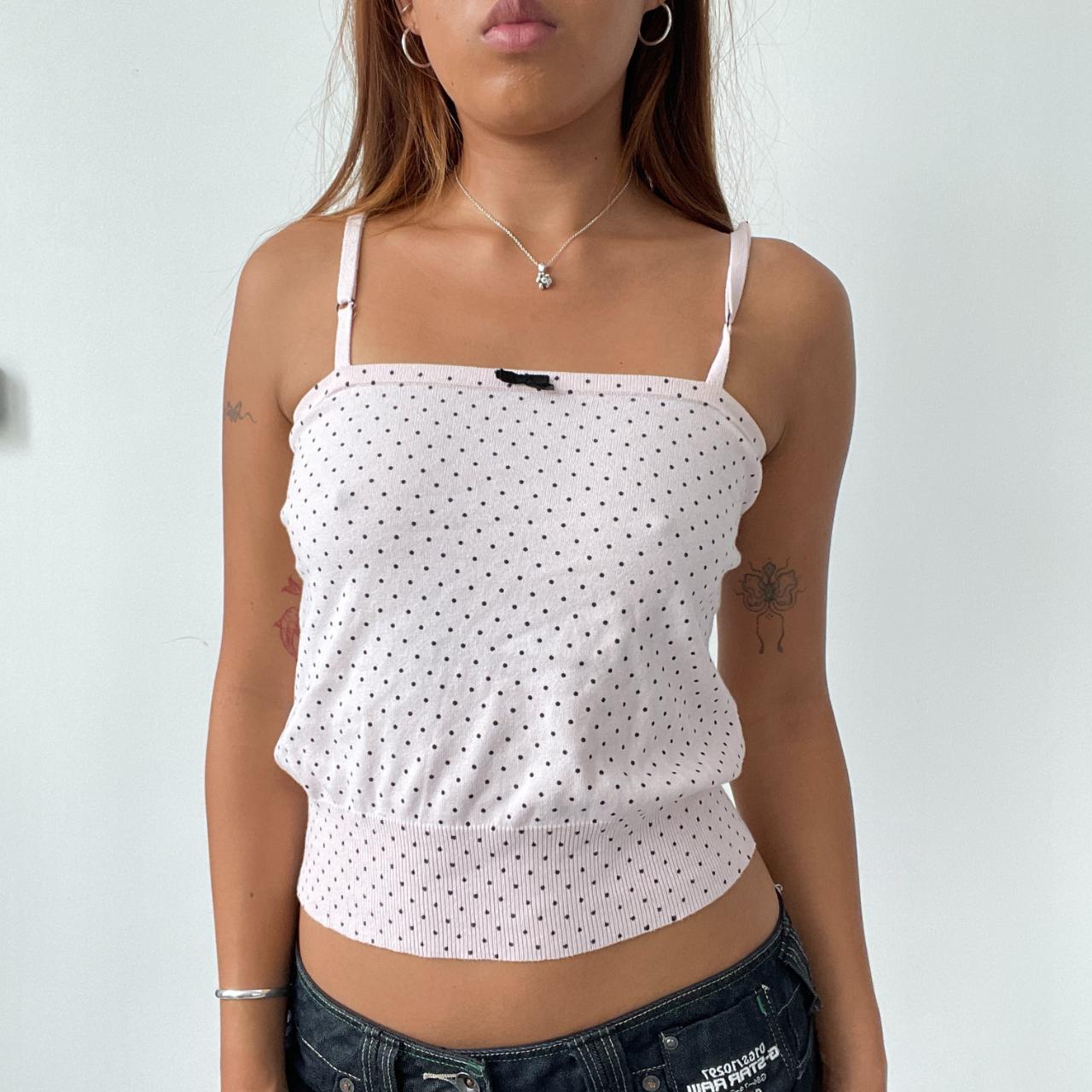 Vintage Pink and Black Polka Dot Top