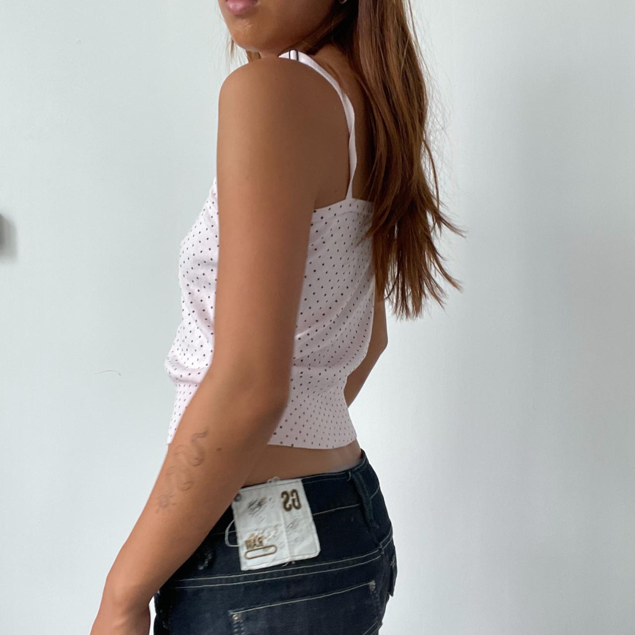 Vintage Pink and Black Polka Dot Top