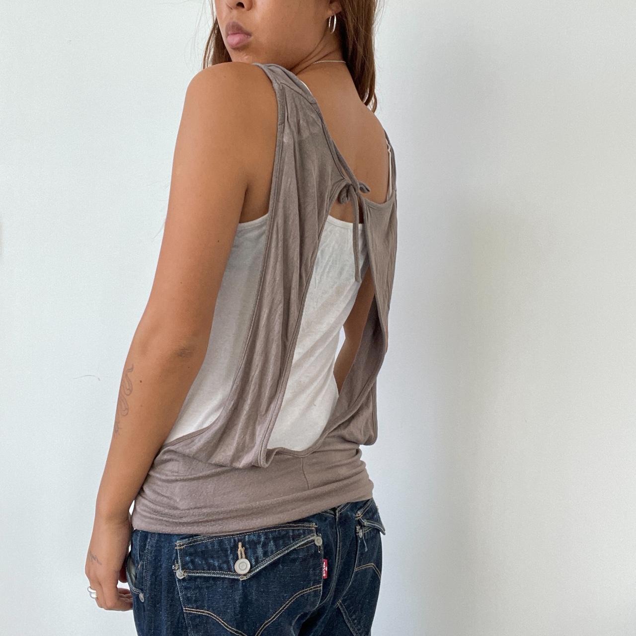 Vintage Brown Layered Cowl Neck Top