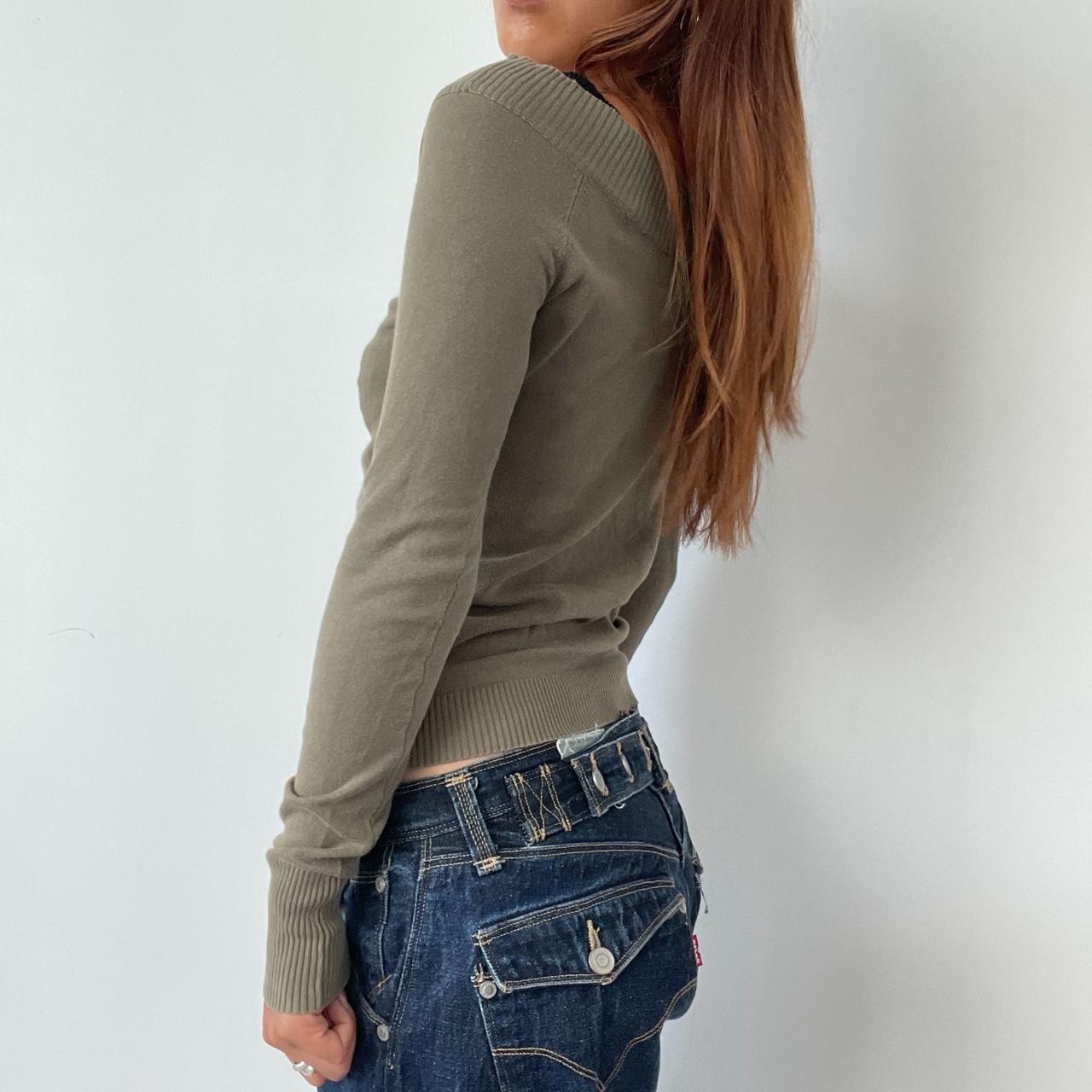 Vintage Green V Neck Top