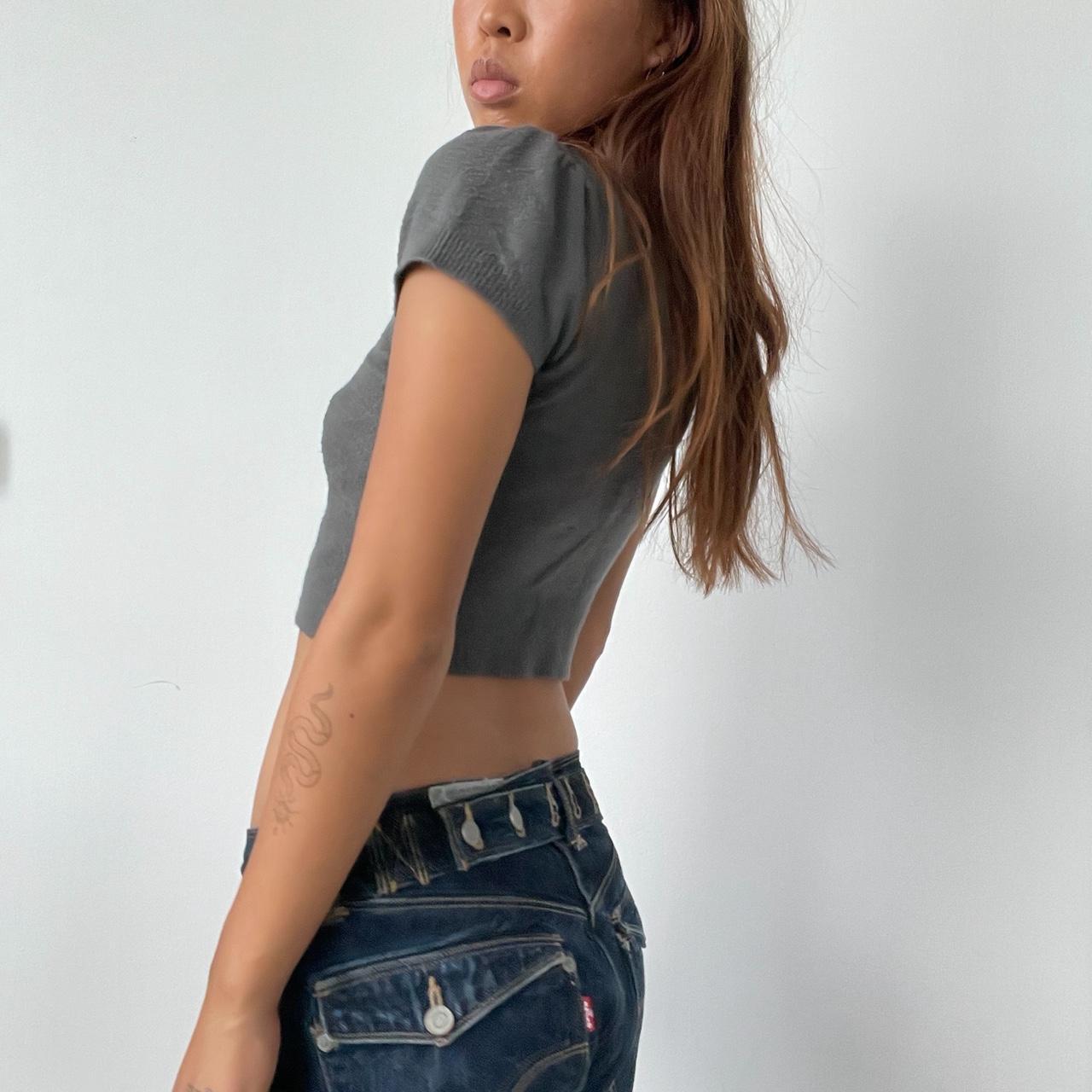 Vintage Grey Knit Crop Cardigan