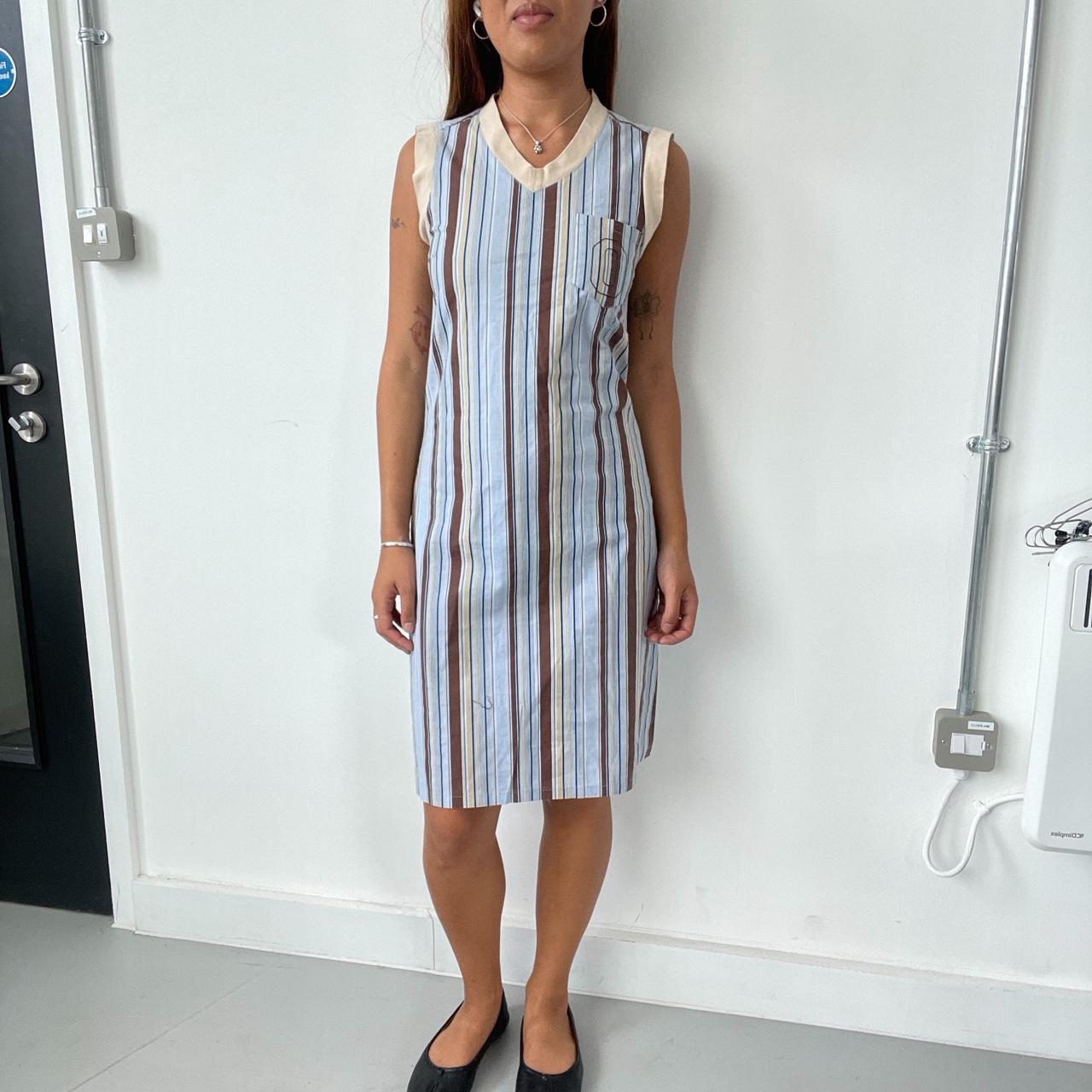 Vintage Blue Striped Midi Dress