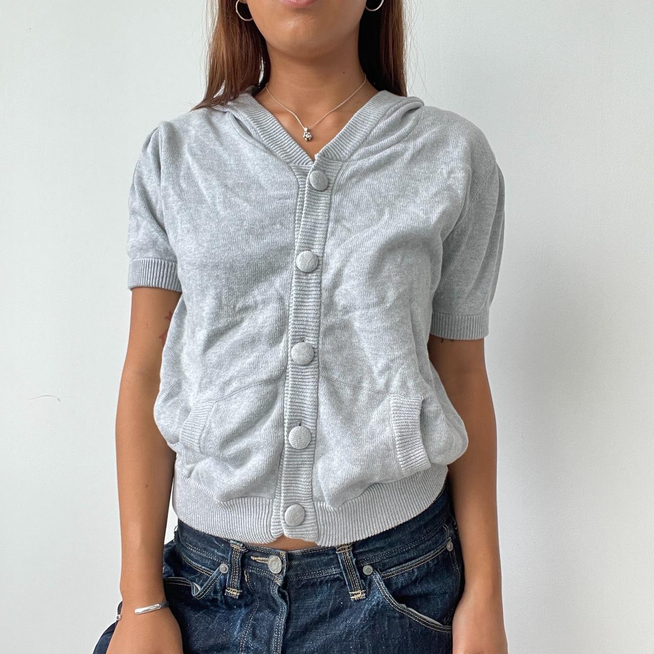 Vintage Grey Hooded Knit Top