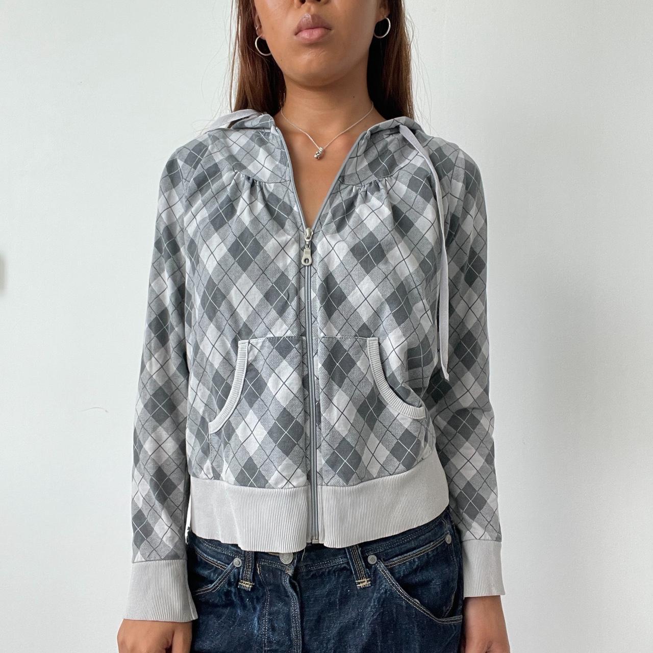 Vintage Striped Grey Argyle Hoodie