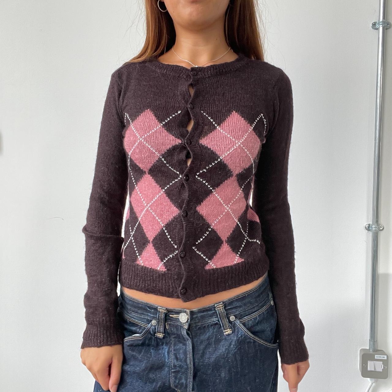 Vintage Brown Argyle Cardigan