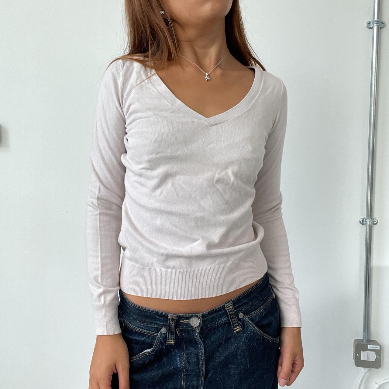 Vintage Light Pink V Neck Top