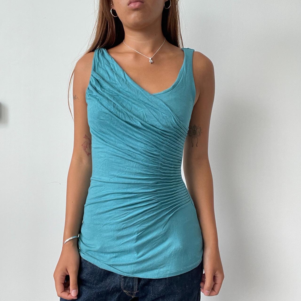 Vintage Blue Gathered Top