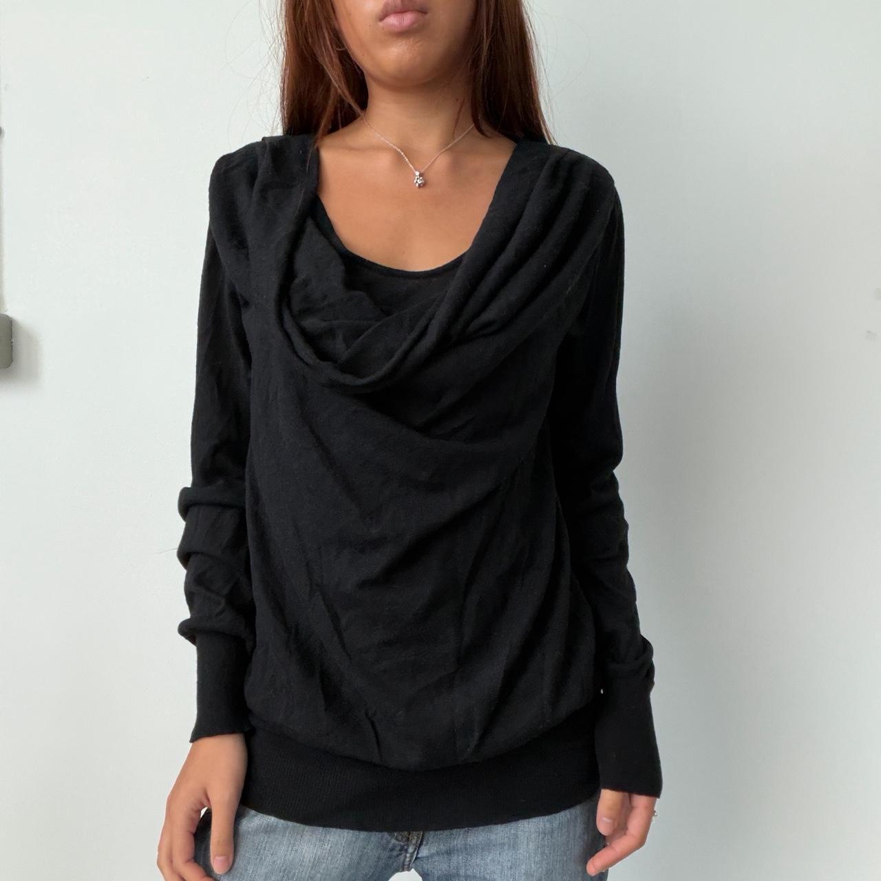 Vintage Black Cowl Neck Top